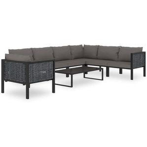 8-tlg. Garten-Lounge-Set mit Auflagen Poly Rattan Anthrazit