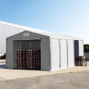 8x10 m Lagerzelt, PVC-Plane, grau, mit Bodenrahmen, ohne Statik - (79835)