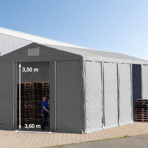 8x10 m Lagerzelt, PVC-Plane, grau, mit Bodenrahmen, ohne Statik - (79837)