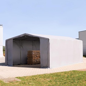 8x10m Zelthalle, PVC-Plane, grau, mit Statik (Betonuntergrund) - (94173)