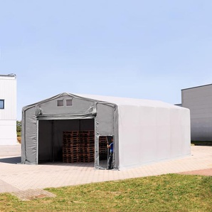 8x10m Zelthalle, PVC-Plane, grau, mit Statik (Betonuntergrund) - (94174)