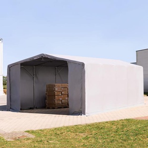 8x10m Zelthalle, PVC-Plane, grau, mit Statik (Erduntergrund) - (93915)