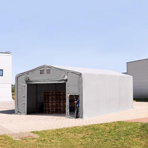 8x10m Zelthalle, PVC-Plane, grau, mit Statik (Erduntergrund) - (93916)