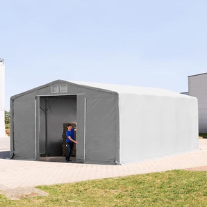 8x10m Zelthalle, PVC-Plane, grau, ohne Statik - (79940)