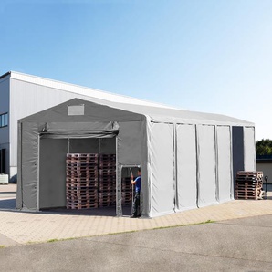 8x12 m Lagerzelt, PVC-Plane, grau, mit Bodenrahmen, mit Statik (Betonuntergrund) - (94060)