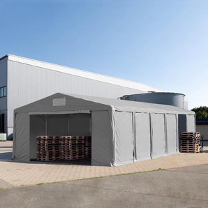 8x12 m Lagerzelt, PVC-Plane, grau, mit Bodenrahmen, ohne Statik - (79838)