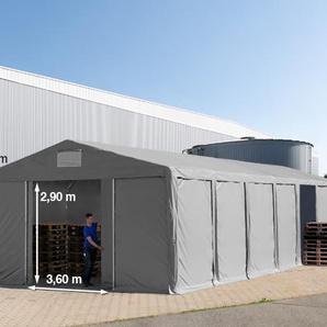 8x12 m Lagerzelt, PVC-Plane, grau, mit Bodenrahmen, ohne Statik - (79840)