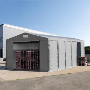 8x12 m Lagerzelt, PVC-Plane, grau, mit Bodenrahmen, ohne Statik - (79848)