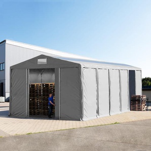 8x12 m Lagerzelt, PVC-Plane, grau, mit Bodenrahmen, ohne Statik - (79859)