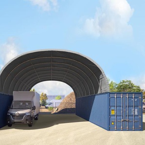 8x12m Container Überdachung, PRIMEtex-Plane, grau, mit Statik - (47602)