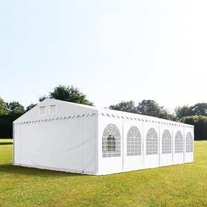 8x12m Partyzelt, PVC-Plane, weiß, mit Bodenrahmen - (5204)