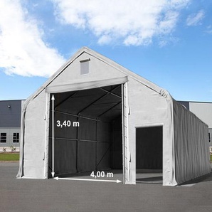 8x12m Zelthalle, PRIMEtex-Plane, grau, mit Statik (Betonuntergrund) - (48854)