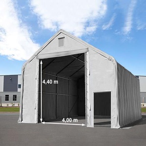 8x12m Zelthalle, PRIMEtex-Plane, grau, mit Statik (Betonuntergrund) - (48855)