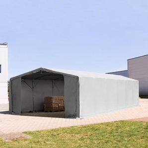 8x12m Zelthalle, PRIMEtex-Plane, grau, mit Statik (Betonuntergrund) - (94215)