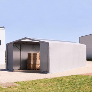 8x12m Zelthalle, PRIMEtex-Plane, grau, mit Statik (Betonuntergrund) - (94233)