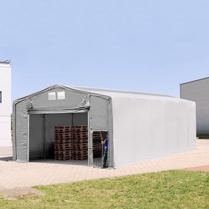 8x12m Zelthalle, PRIMEtex-Plane, grau, mit Statik (Erduntergrund) - (94000)