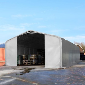 8x12m Zelthalle, PVC-Plane, grau, ohne Statik - (49531)