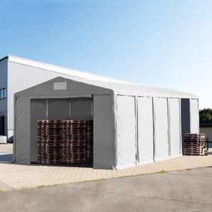 8x16 m Lagerzelt, PVC-Plane, grau, mit Bodenrahmen, mit Statik (Betonuntergrund) - (94271)