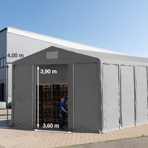 8x16 m Lagerzelt, PVC-Plane, grau, mit Bodenrahmen, mit Statik (Betonuntergrund) - (94273)