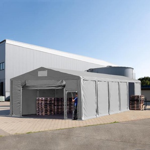 8x16 m Lagerzelt, PVC-Plane, grau, mit Bodenrahmen, ohne Statik - (94243)