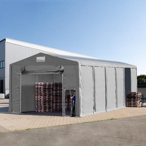 8x24 m Lagerzelt, PVC-Plane, grau, mit Bodenrahmen, mit Statik (Betonuntergrund) - (94278)