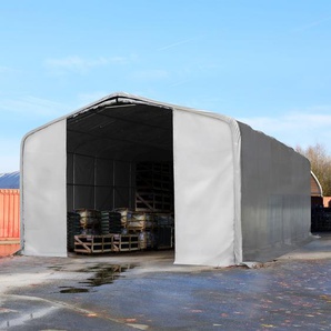 8x36m Zelthalle, PRIMEtex-Plane, grau, mit Statik (Erduntergrund) - (49481)