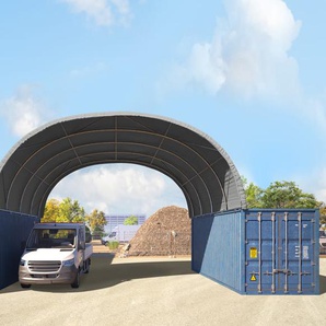 8x6m Container Überdachung, PRIMEtex-Plane, grau, mit Statik - (47601)