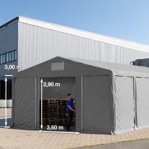 8x8 m Lagerzelt, PVC-Plane, grau, mit Bodenrahmen, mit Statik (Betonuntergrund) - (94045)