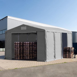 8x8 m Lagerzelt, PVC-Plane, grau, mit Bodenrahmen, ohne Statik - (79851)