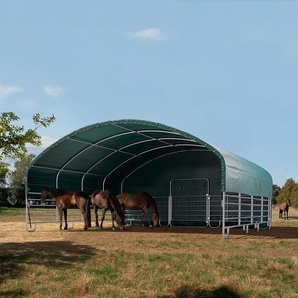 8x8m Weidezelt, PVC-Plane, dunkelgrün, Erdbefestigung - (330620)