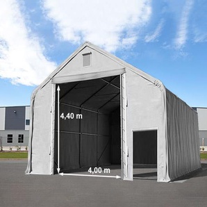8x8m Zelthalle, PRIMEtex-Plane, grau, mit Statik (Betonuntergrund) - (48852)