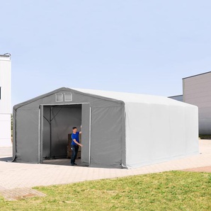 8x8m Zelthalle, PRIMEtex-Plane, grau, mit Statik (Betonuntergrund) - (94214)