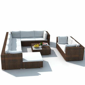 9-Sitzer Lounge Set Frey aus Polyrattan mit Polster