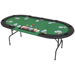 9-Spieler Poker Falttisch 3-fach Faltbar Oval Grün