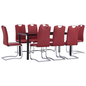 9-tlg. Essgruppe Kunstleder Rot