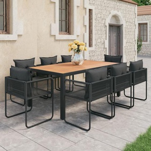 9-tlg. Garten-Essgruppe PVC Rattan Schwarz und Braun