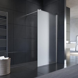 90x200 cm Walk-In Dusche mit Stabilisator aus 8 mm Vollsatiniert Glas inkl. Nanobeschichtung - Sonni