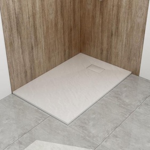 90x70 cm Design smc Duschwanne Weiß Steinoptik mit Siphon 90mm - Witen&nock