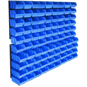 96-tlg. Behälter-Set für Kleinteile mit Wandplatten Blau