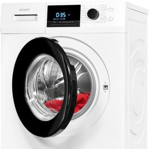 A (A bis G) EXQUISIT Waschmaschine WA8214-340A Waschmaschinen Aquastop-Schlauch weiß Frontlader