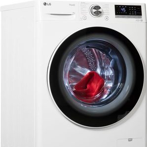 A (A bis G) LG Waschmaschine F4WV5080 Waschmaschinen schwarz-weiß (weiß, schwarz) Frontlader