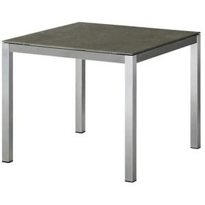 a casa mia Gartentisch London - silber - Materialmix - 90 cm - 75 cm | Möbel Kraft
