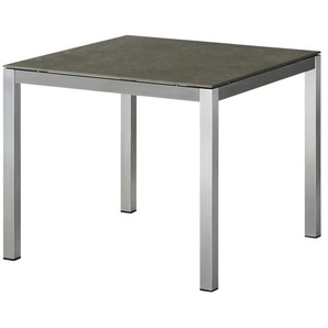 a casa mia Gartentisch  London - silber - Materialmix - 90 cm - 75 cm | Möbel Kraft