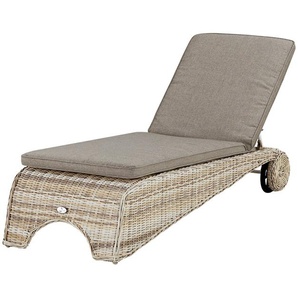 a casa mia Polyrattan-Gartenliege  Sylt - creme - Materialmix - 63,5 cm - 98 cm | Möbel Kraft