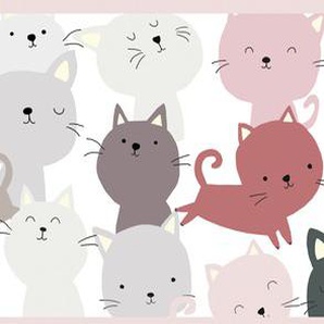 A.S. CRÉATION Bordüre Little Cats Tapeten Tapete Kinderzimmer Rosa Grau Weiß Gr. B/L: 0,16 m x 5 m, Rollen: 1 St., rosa (rosa, braun, weiß) Kinderzimmer Bordüren