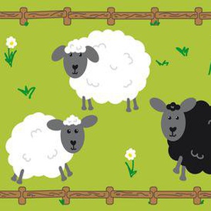 A.S. CRÉATION Bordüre Sheep Family Tapeten Papier, Wand, Schräge, Tür Gr. B/L: 0,16 m x 5 m, Rollen: 1 St., bunt (grün, braun, weiß) Kinderzimmer Bordüren