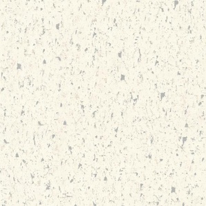 A.S. CRÉATION Vliestapete Neue Bude 2.0 Used Glam in Kork Optik Tapeten Uni Tapete Einfarbig Gr. B/L: 0,53 m x 10,05 m, Rollen: 1 St., weiß (weiß, silber) Vliestapeten Tapeten