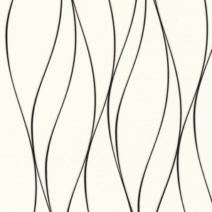A.S. CRÉATION Vliestapete Trendwall Uni grafisch Tapeten Geometrische Tapete Einfarbig Gr. B/L: 0,53 m x 10,05 m, Rollen: 1 St., schwarz-weiß (weiß, schwarz) Vliestapeten Tapeten