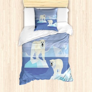 ABAKUHAUS Eisbär Bettbezug Set für Einzelbetten, ICY Rock Habitat, Milbensicher Allergiker geeignet mit Kissenbezug, 135 cm x 200 cm - 80 x 80 cm, Mehrfarbig nevde_68811_135x200_de