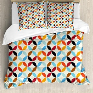 ABAKUHAUS Geometrischer Kreis Bettbezug, Bound Square Circle, Milbensicher Allergiker geeignet mit Kissenbezügen, 200 cm x 200 cm - 80 x 80 cm, Mehrfarbig nevde_20789_200x200_de